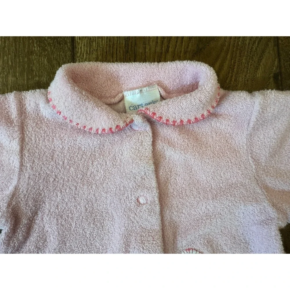 Vintage 90s Carters‎ Sleeper 3/6 Months Girl 12-18 Pounds Pink Terry Cloth Bunny